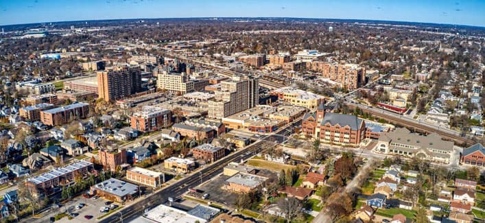 Arlington Heights, IL event venues skyline backdrop
